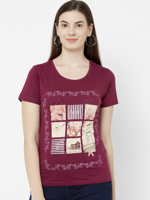 

Juliet Women Maroon Printed Top