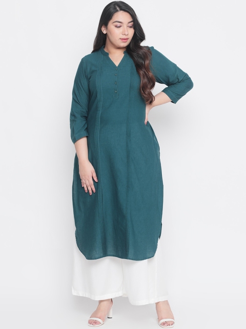 

Amydus Women Green Solid Straight Kurta