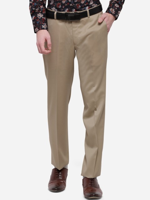 

METAL Men Beige Slim Fit Solid Formal Trousers