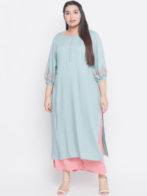 

Amydus Women Blue Solid A-Line Kurta