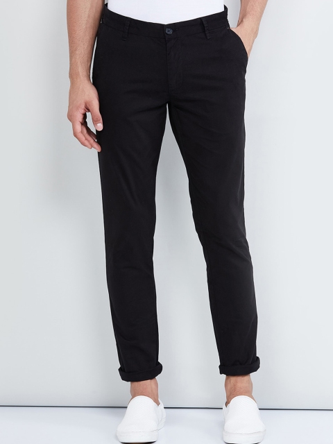 

max Men Black Regular Fit Solid Regular Trousers