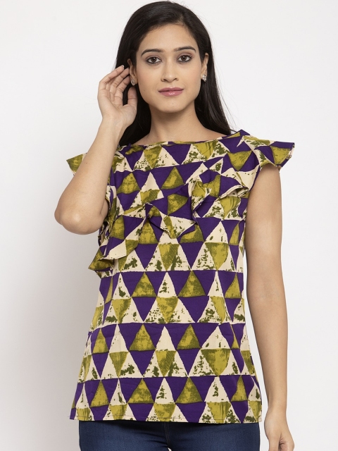 

Karmic Vision Women Multicoloured Printed Top, Beige