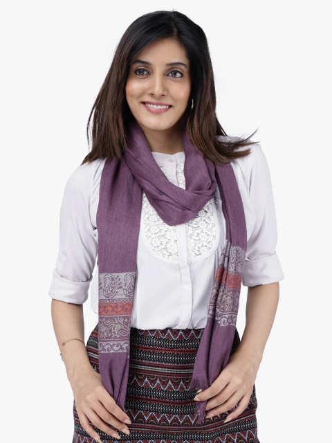

Scarves & Glitters Women Purple Self Design Scarf