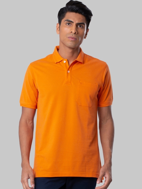 

Raymond Men Orange Solid Polo Collar T-shirt