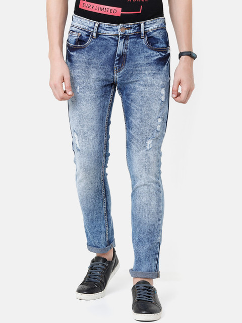 

CINOCCI Men Blue Slim Fit Mid-Rise Mildly Distressed Jeans