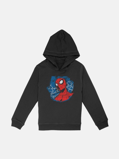 

Kids Ville Boys Black & Red Spiderman Printed Hooded Sweatshirt