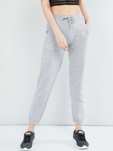 

max Women Grey Melange Solid Slim-Fit Joggers