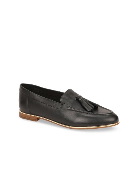 

ALDO Women Black Solid Leather Tassel Loafers