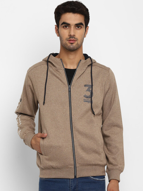 

Octave Men Khaki Printed Hooded Sweatshirt