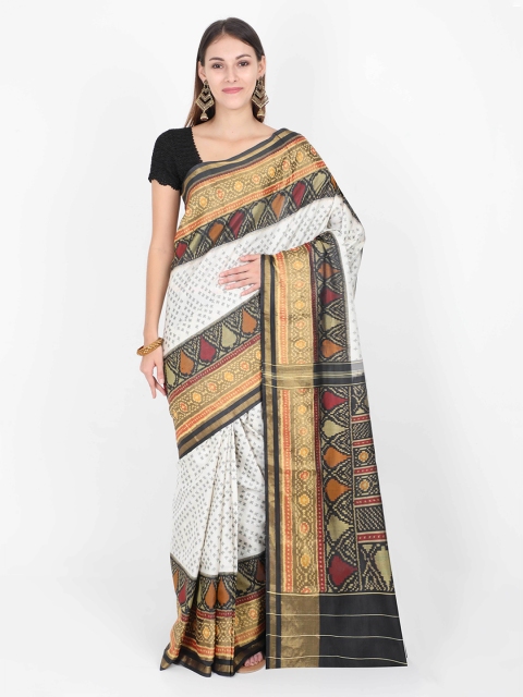 

SABOO COLLECTIONS Grey & Black Pure Silk Printed Patola Saree