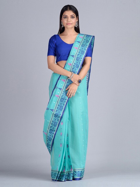 

Mitera Sea Green Pure Cotton Woven Design Taant Saree