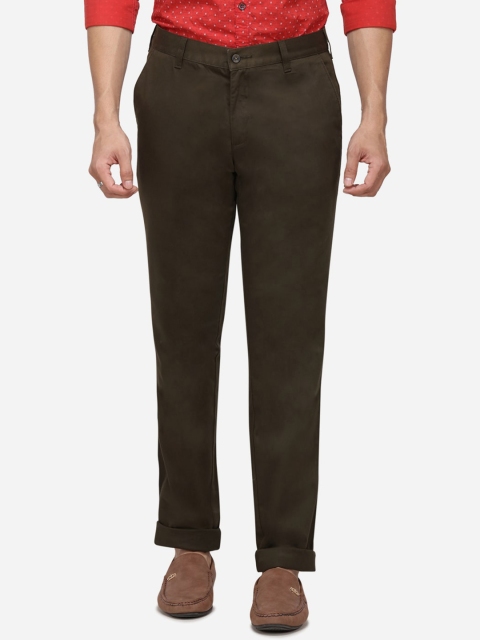 

Greenfibre Men Olive Green Slim Fit Solid Regular Trousers