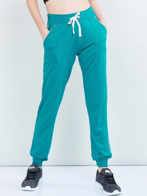 

max Women Teal Blue Solid Slim-Fit Joggers