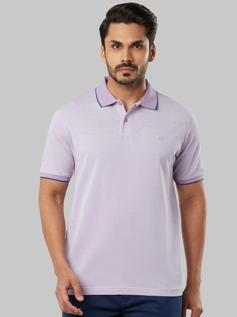 

Raymond Men Purple Solid Polo Collar T-shirt