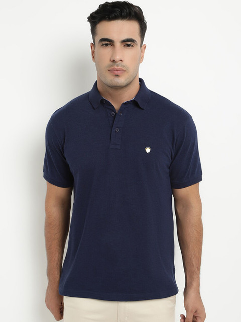 

COBB Men Navy Blue Solid Polo Collar T-shirt