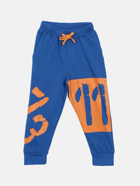 

KiddoPanti Boys Blue & Orange Number Printed Sporty Joggers