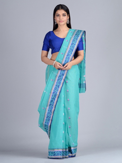 

Mitera Blue Pure Cotton Woven Design Taant Saree