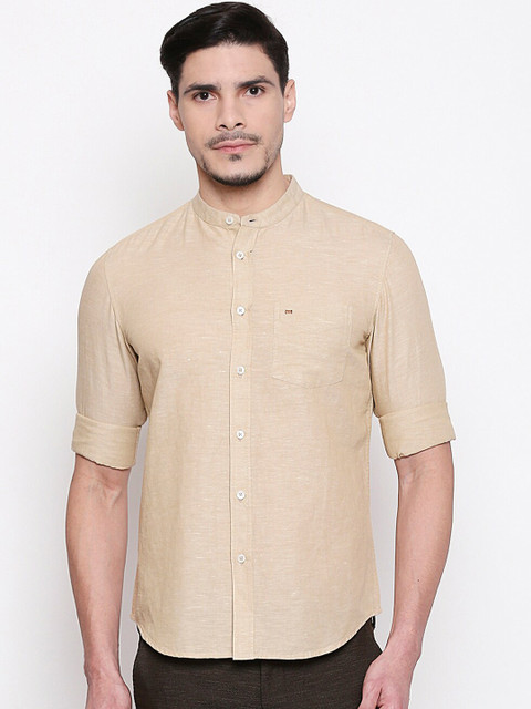 

Basics Men Khaki Slim Fit Solid Casual Shirt