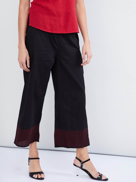 

max Women Black Solid Wide Leg Palazzos