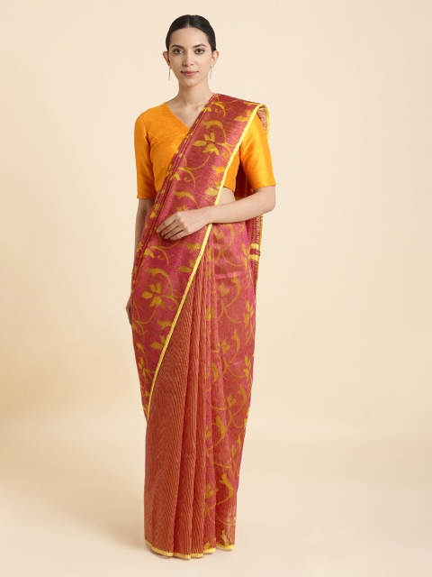 

Taneira Pink Handwoven Organza Bengal Sustainable Saree