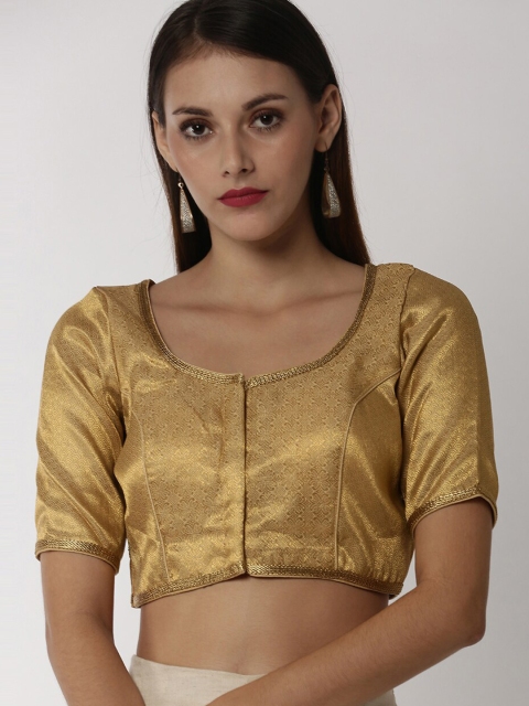 

Soch Women Gold-Coloured Woven Design Art Silk Saree Blouse