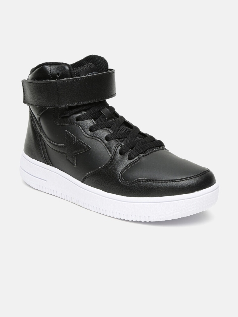 

Xtep Women Black Solid Synthetic Leather High-Top Flat Boots
