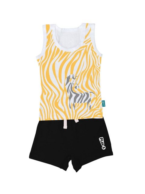

Plan B Boys Yellow & Black Printed T-shirt with Shorts