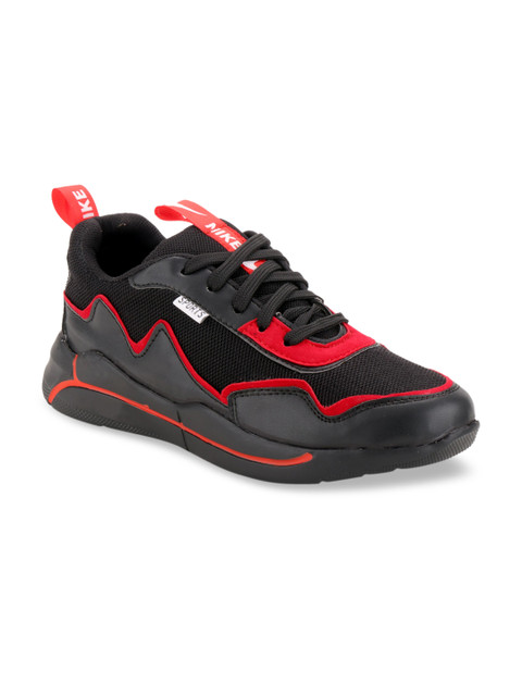 

Woakers Men Black & Red Colourblocked Sneakers