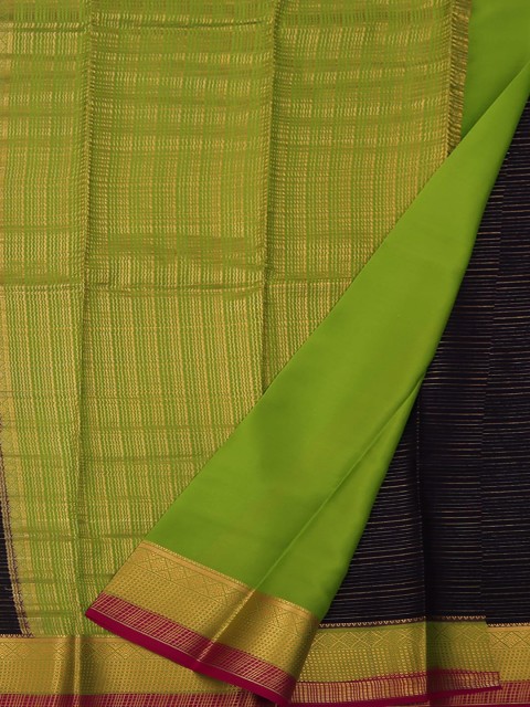 

Pothys Navy Blue & Green Pure Silk Woven Design Saree
