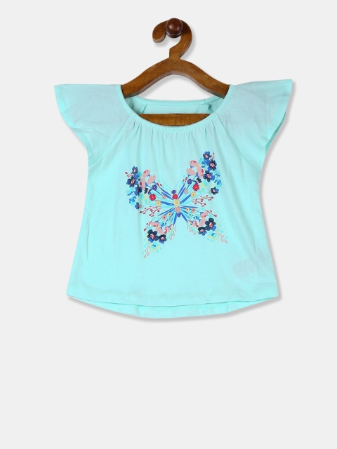 

GAP Girls Turquoise Blue Printed Round Neck T-shirt