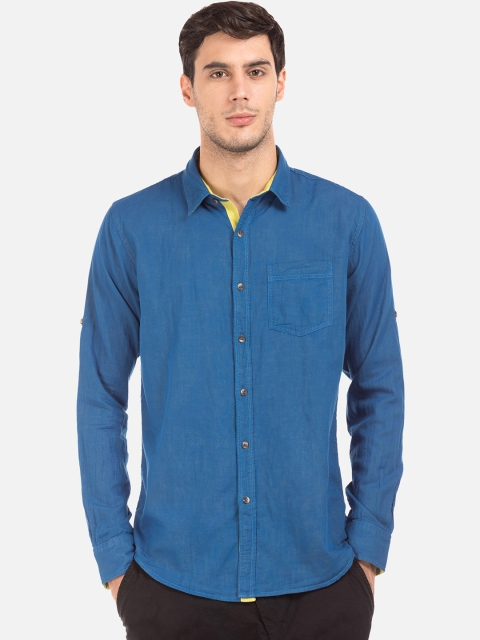

Ruggers Men Teal Regular Fit Solid Casual Shirt