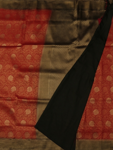 

Pothys Orange & Black Dupion Silk Woven Design Saree