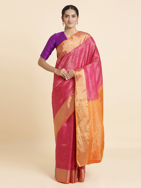 

Taneira Pink Handwoven Pure Silk Sustainable Saree