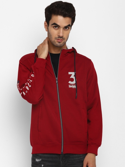 

Octave Men Maroon Printed Hooded Sweatshirt