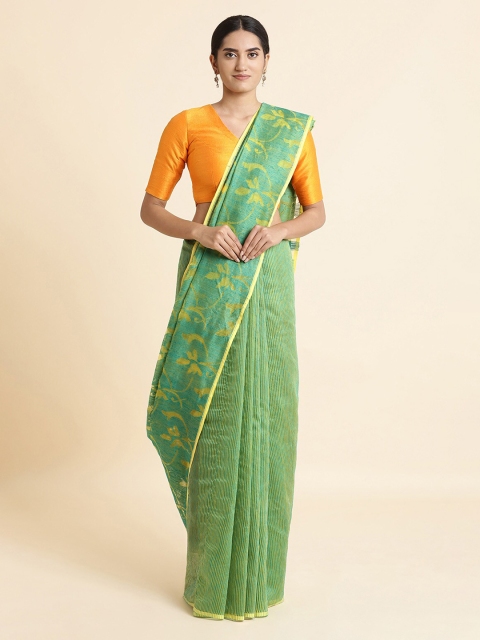 

Taneira Green Organza Silk Bengal Sustainable Saree