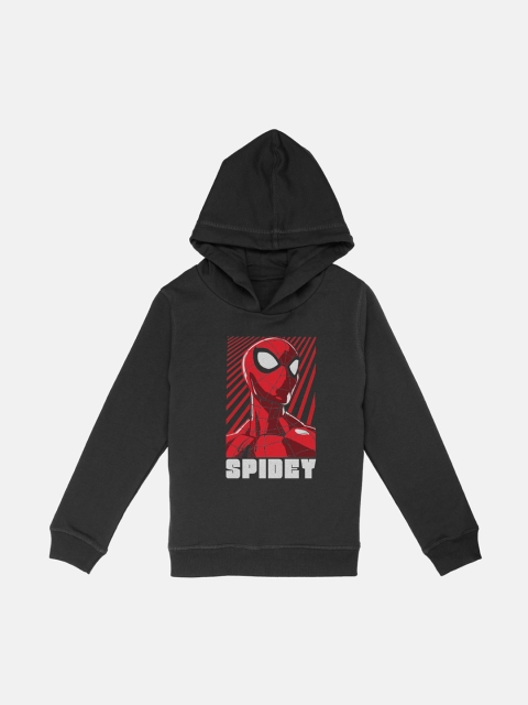 

Kids Ville Boys Black Spiderman Printed Hooded Sweatshirt