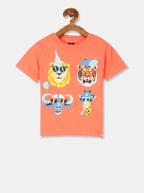 

GAP Boys Orange Printed Round Neck T-shirt