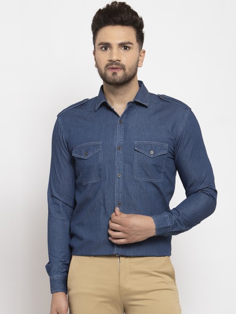

JAINISH Men Navy Blue Regular Fit Solid Formal Shirt