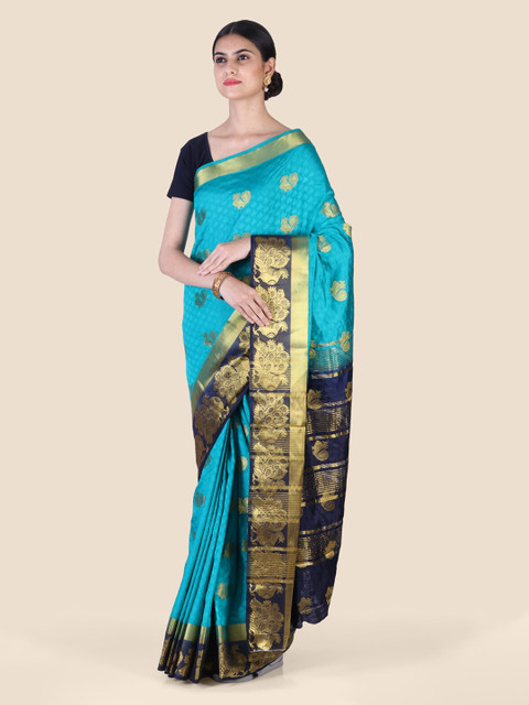 

CLAI WORLD Green Woven Design Silk Blend Saree