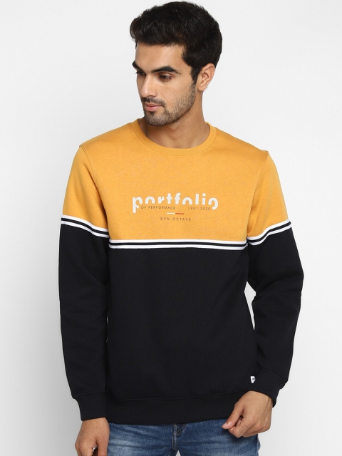 

Octave Men Black & Yellow Colourblocked Sweatshirt
