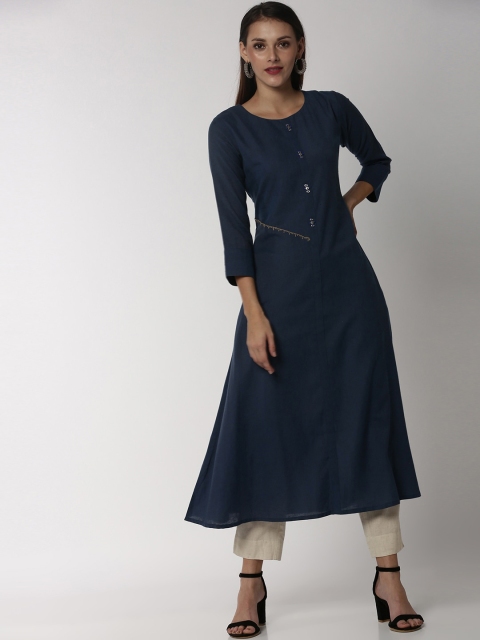 

Soch Women Navy Blue Solid A-Line Kurta