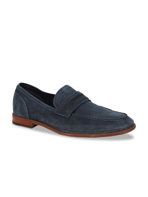 

ALDO Men Navy Blue Leather Penny Loafers