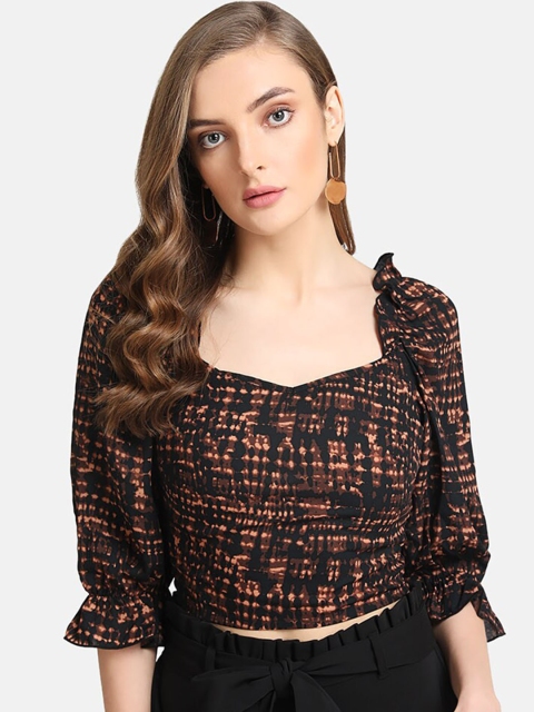 

Kazo Women Brown Printed Smocked Top