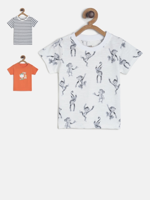 

MINI KLUB Boys Pack Of 3 Printed Round Neck T-shirt, White