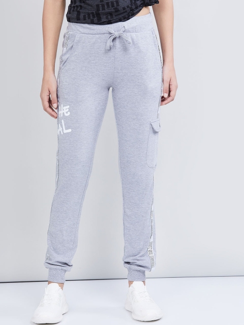 

max Women Grey Melange Printed Slim-Fit Joggers