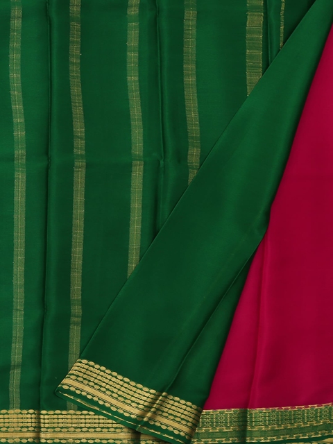 

Pothys Pink & Green Pure Silk Solid Saree