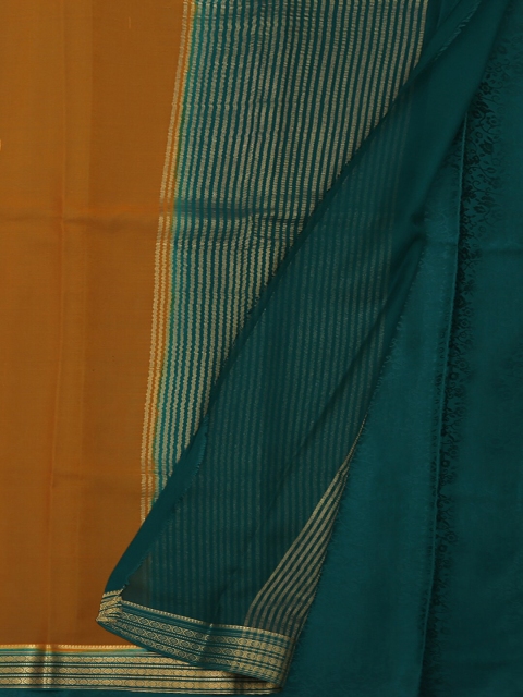 

Pothys Orange & Green Pure Silk Solid Saree
