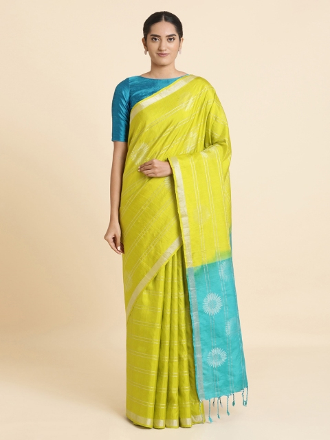 

Taneira Lime Green Handwoven Pure Silk Sustainable Saree