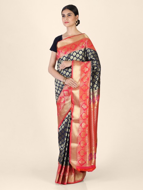 

Hastakala Pink & Gold-Toned Brocade Woven Design Kanjeevaram Saree