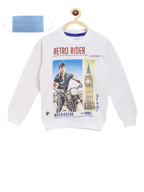 

Lil Tomatoes Boys White Printed Sweatshirt With Mask